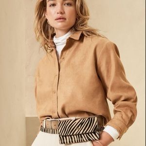Banana Republic Adria Oversized Vegan Suede Shirt. NWT size small.